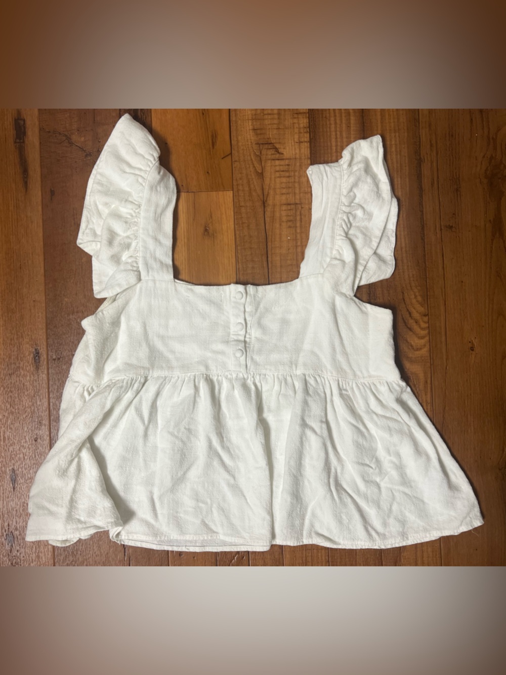 Women’s White Ruffle Strap Peplum Tank Top